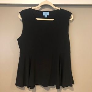 CeCe Nordstrom Black Sleeveless Peplum Top